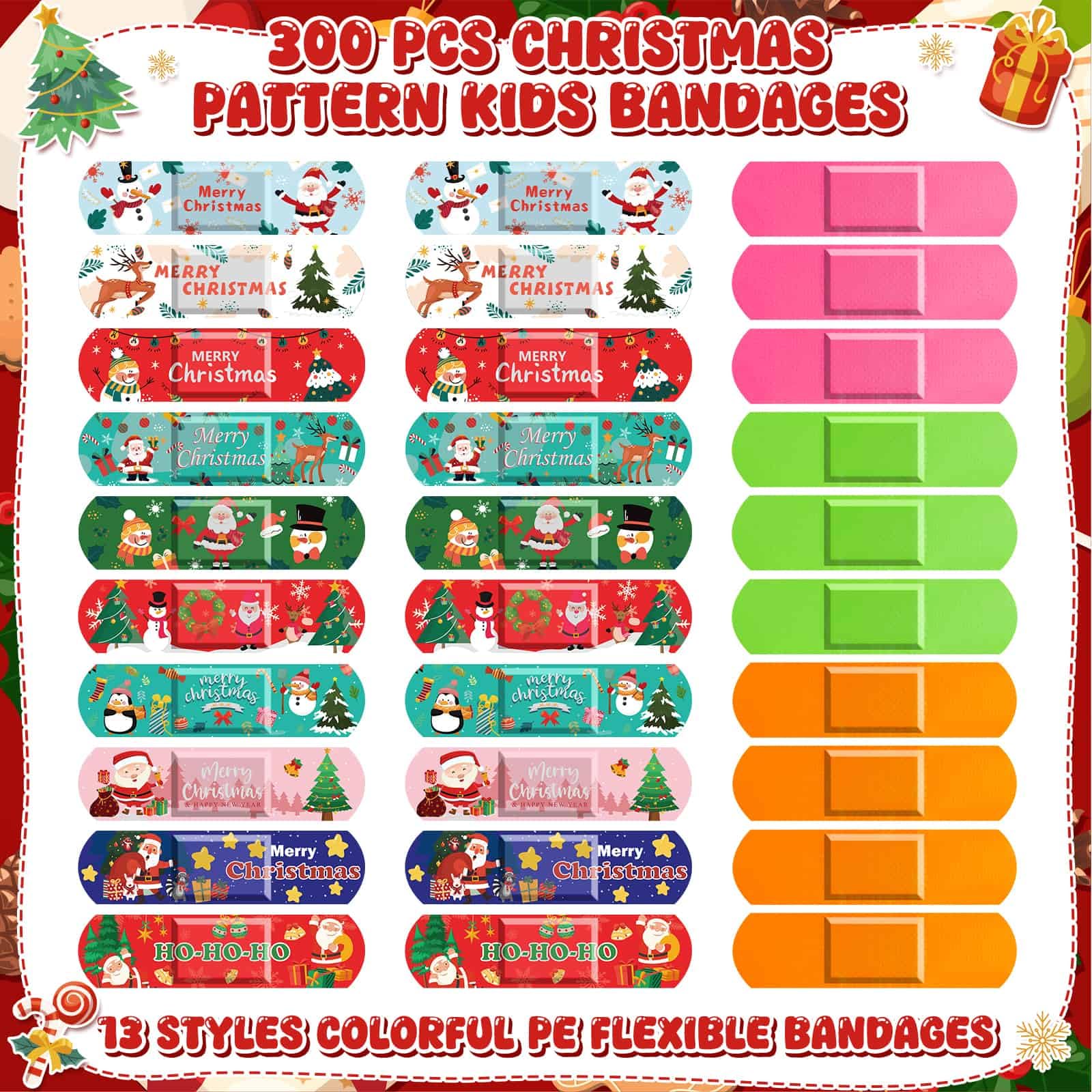 Sublaga Christmas bandages with tree pattern provide kid-friendly protection for outdoor adventures