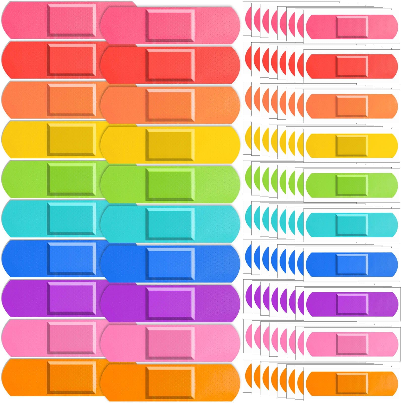 Sublaga kids bandages in assorted colors, 160pc pack for everyday scrapes.