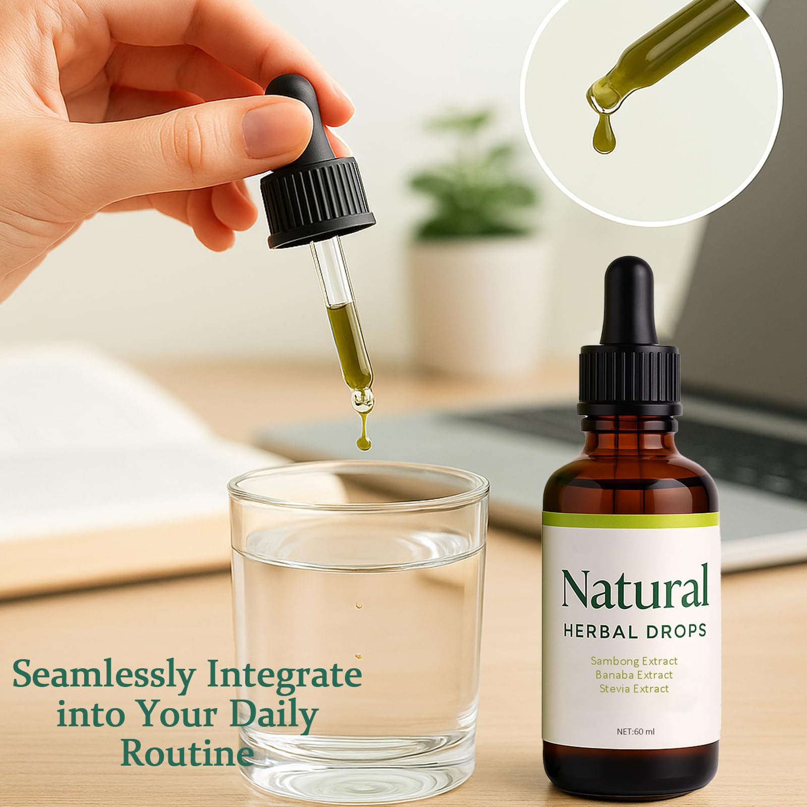 User-friendly dropper design enables direct tongue use with SUBMETIC drops.