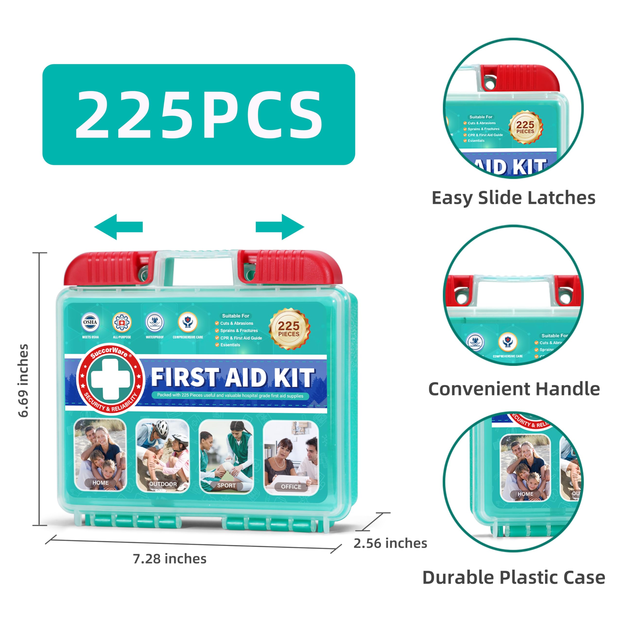 SuccorWare durable shell protects contents during outdoor trips and commutes.