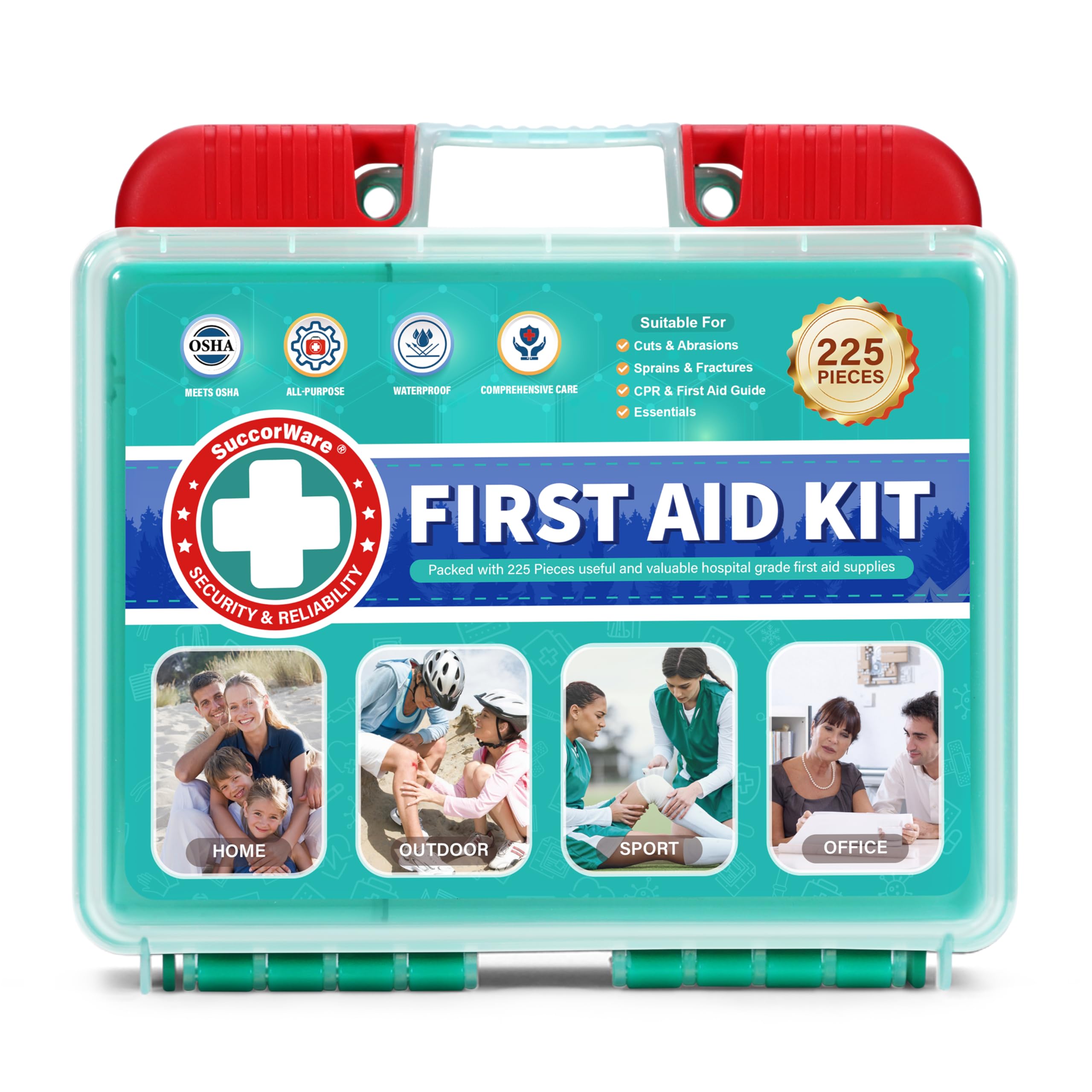 SuccorWare home car travel kit ready to help address minor injuries anywhere.