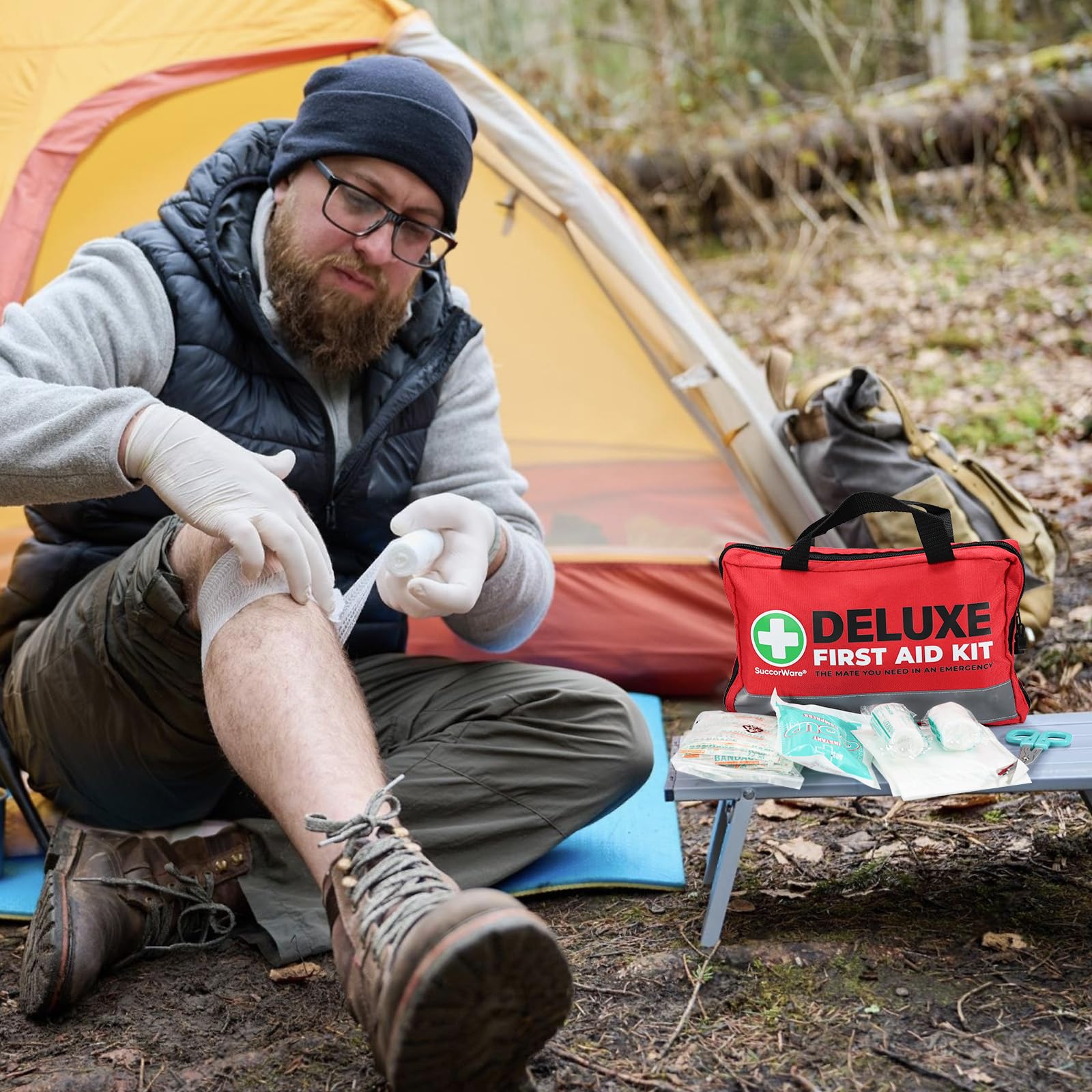 SuccorWare portable kit ideal for home, car, camping and travel use.