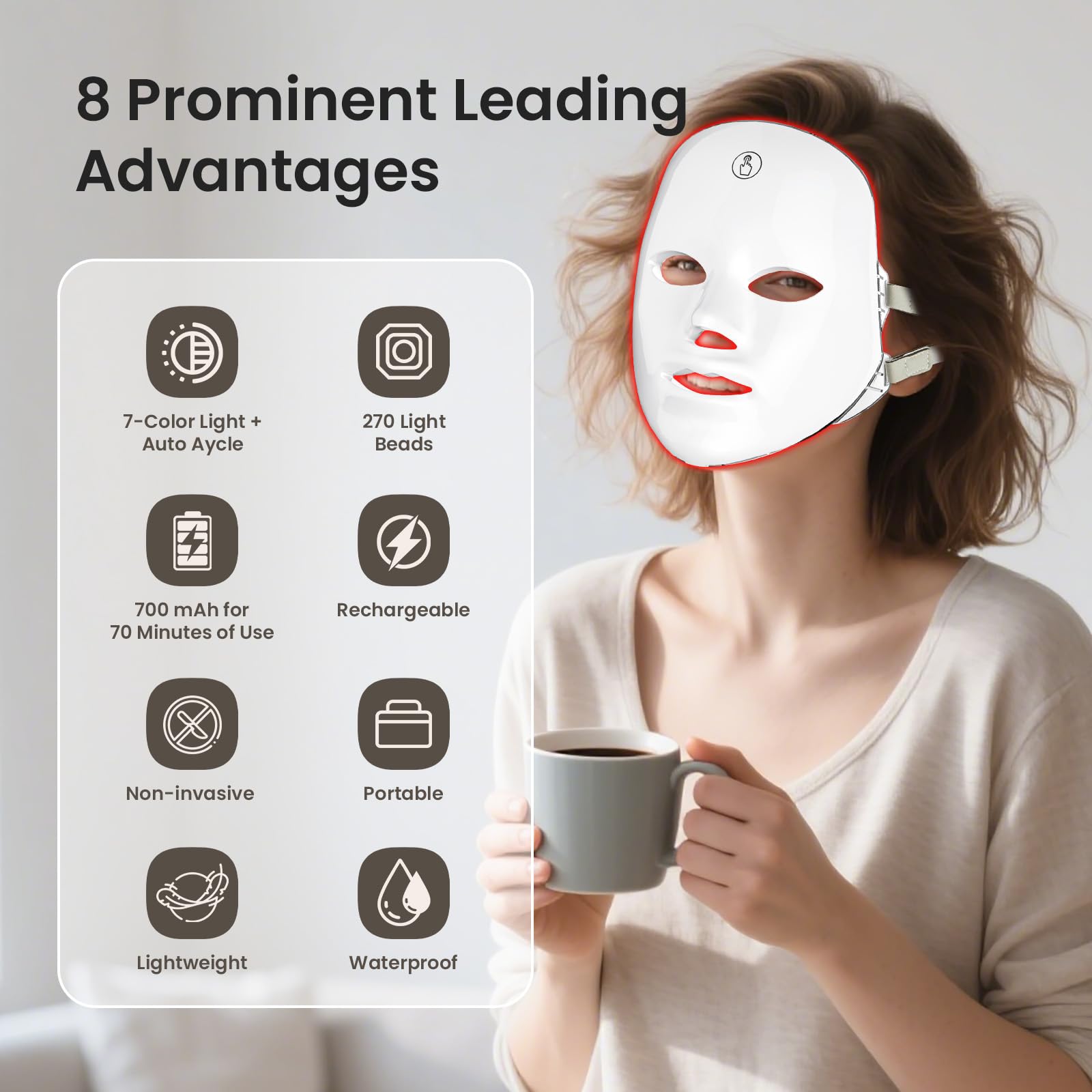 Suerbeaty mask shows seven modes for personalized skincare sessions at home.