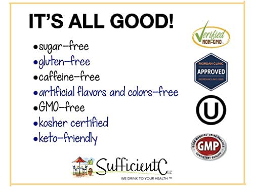 Sufficient-C sugar-free formulation avoids added sugars for sensitive palettes.
