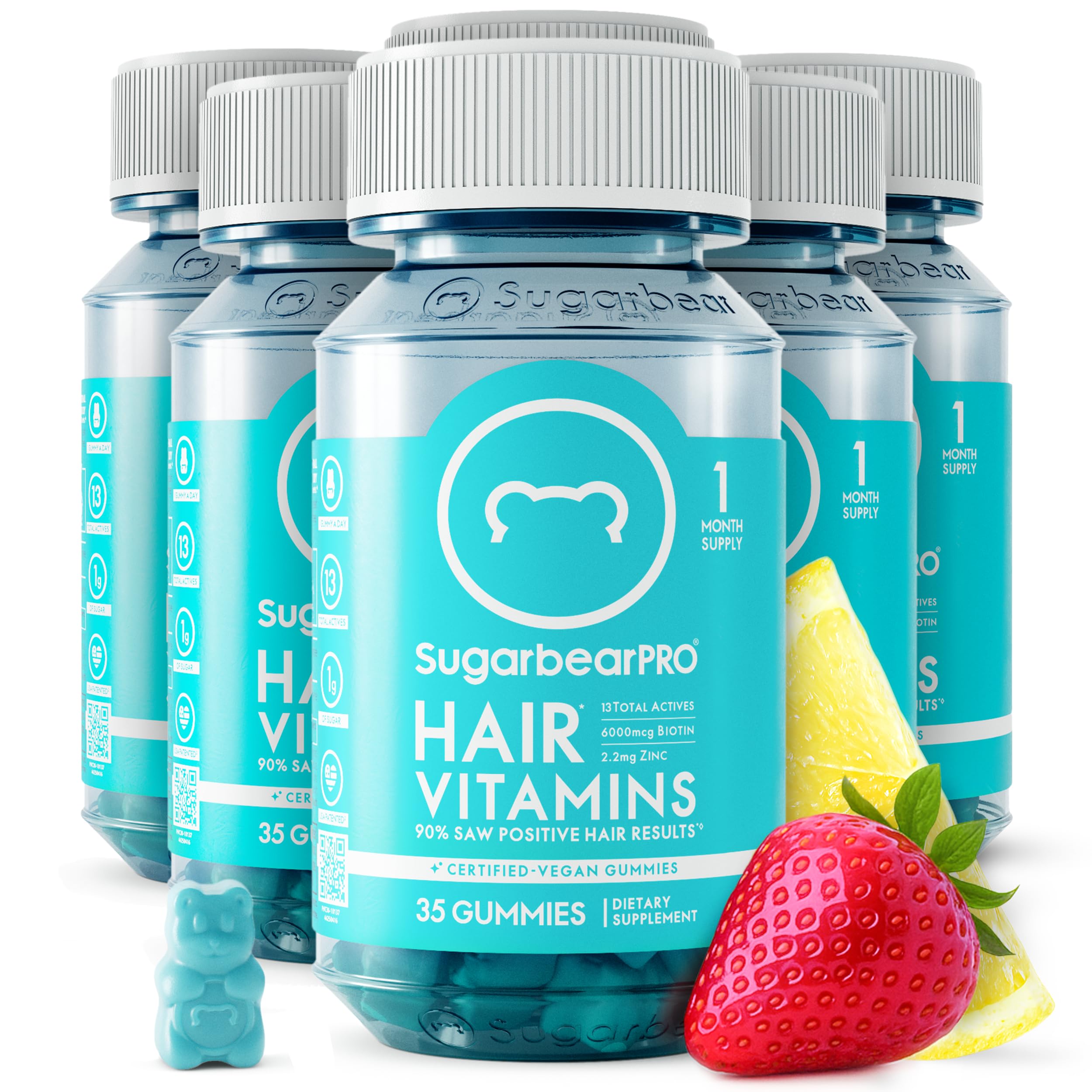 SugarBearPro gummy bottle shows vibrant color for hair nourishment potential