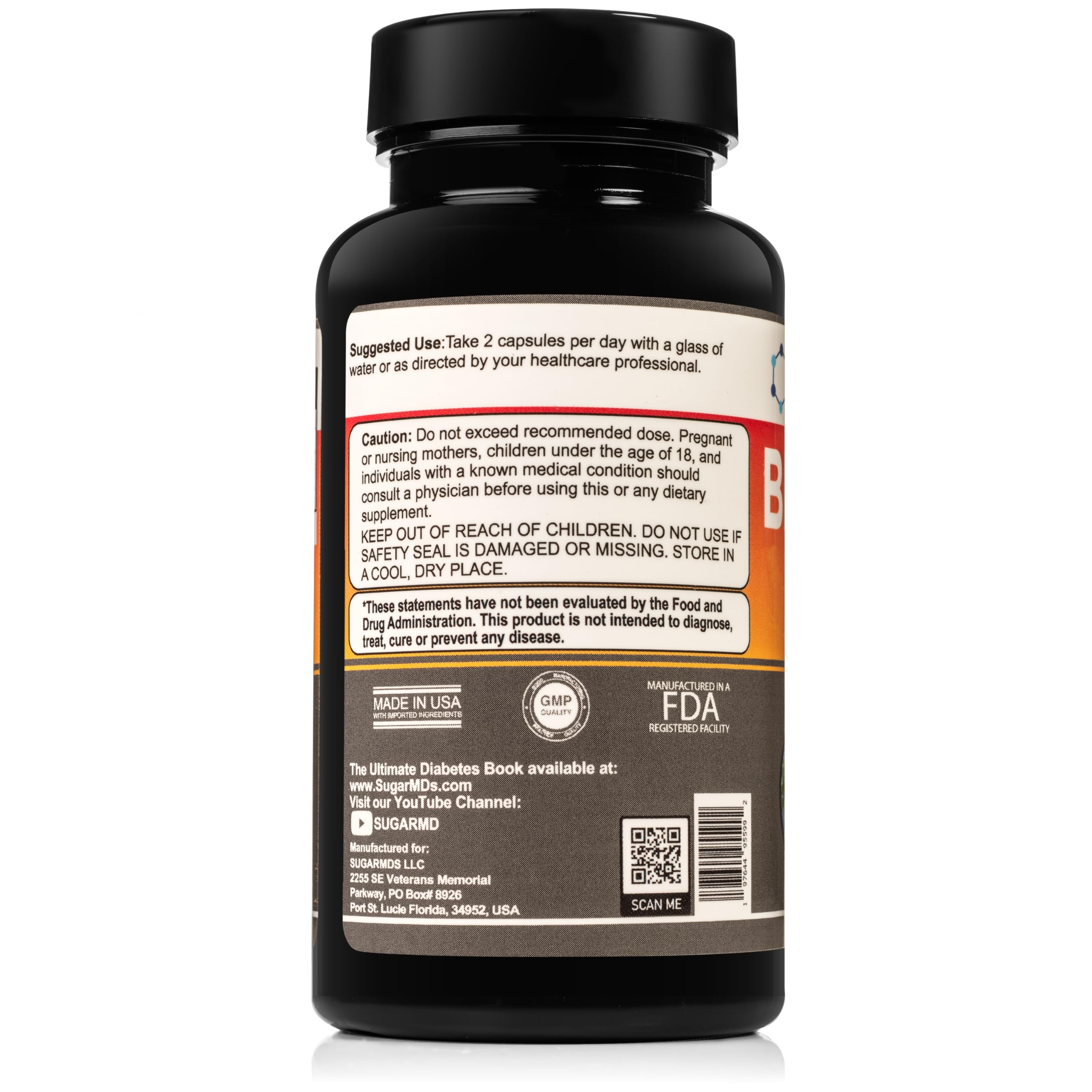 SugarMD Super Berberine capsule close-up highlighting easy daily dosing