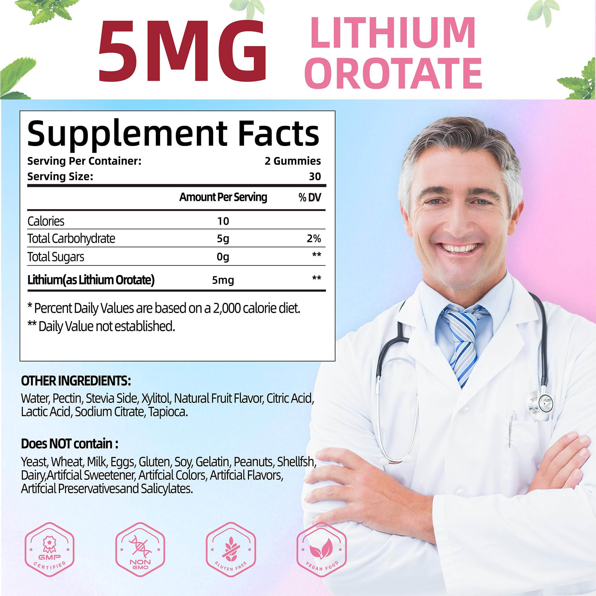 Close-up of SUGAWITA gummies highlighting plant-based formula and fruity flavor.