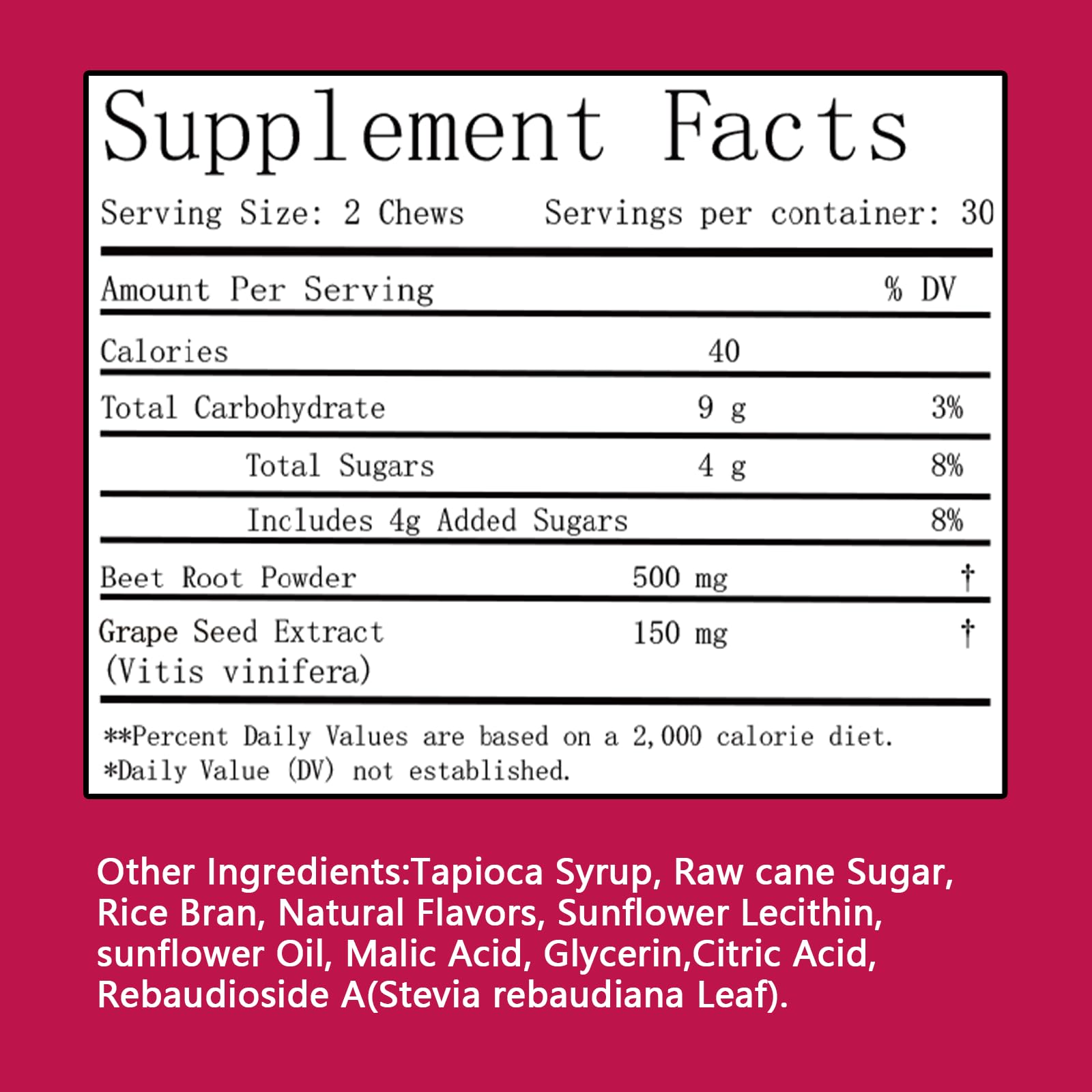 Suiyilary 30-day supply label showing two chews daily