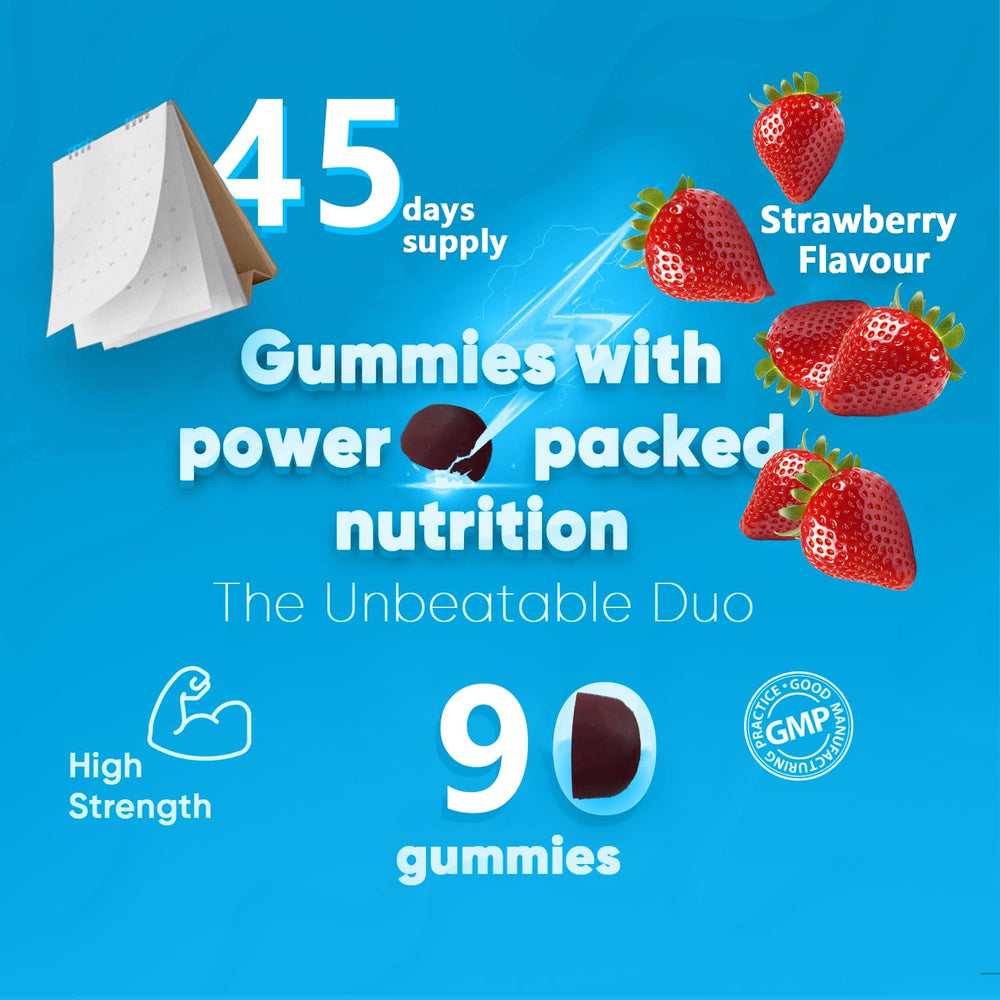 Suiyilary Ashwagandha Gummies beside fresh strawberries.
