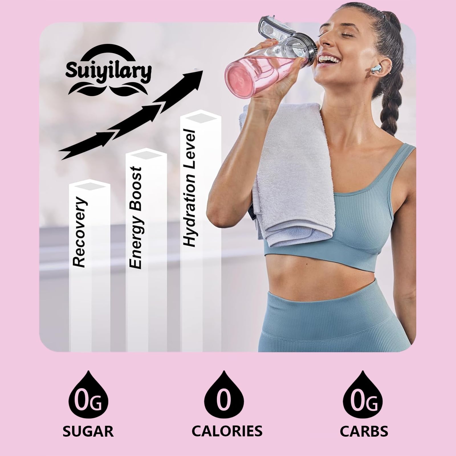 Suiyilary Electrolyte Powder dissolves in water for fast hydration during workouts.