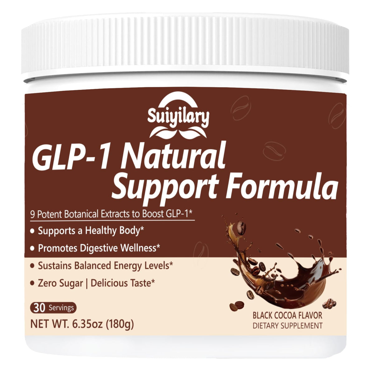 Suiyilary GLP-1 supplement bottle for convenient daily wellness support.