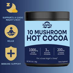 Suiyilary mushroom powder blend tin highlighting ten-mushroom mix.