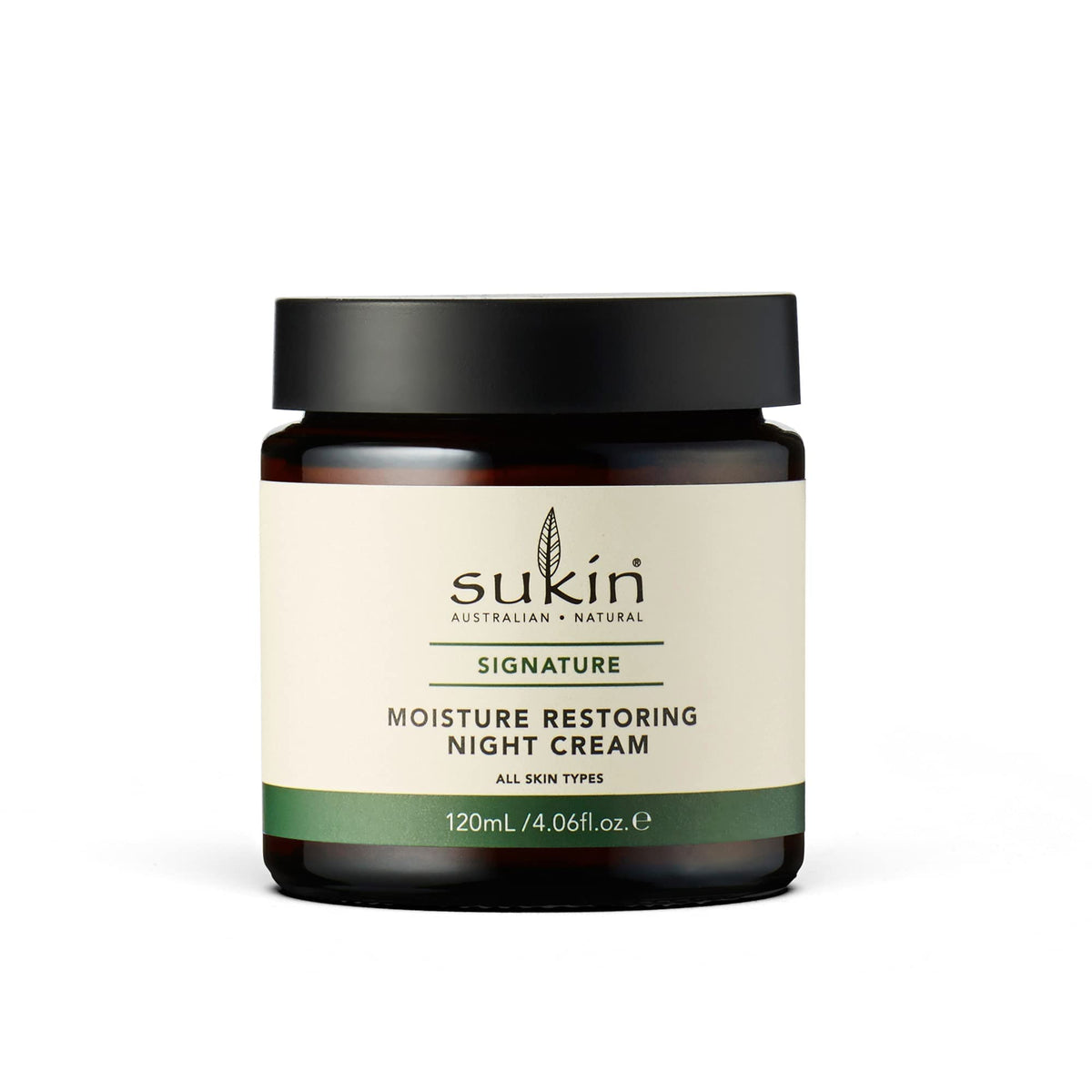 La crema nocturna Sukin Organics en tarro ofrece hidratación profunda durante la noche.