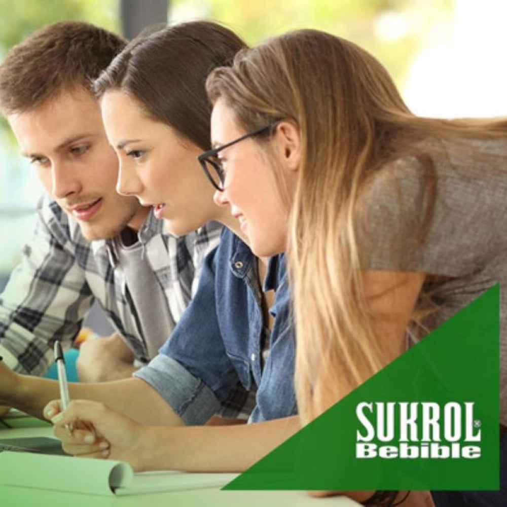 Sukrol tabletas en la caja, recordatorio de dosis diaria y concentración.