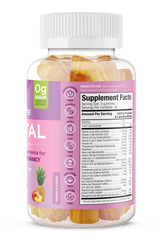 SUKU Prenatal Gummies bottle close-up highlighting chewy texture for daily use.