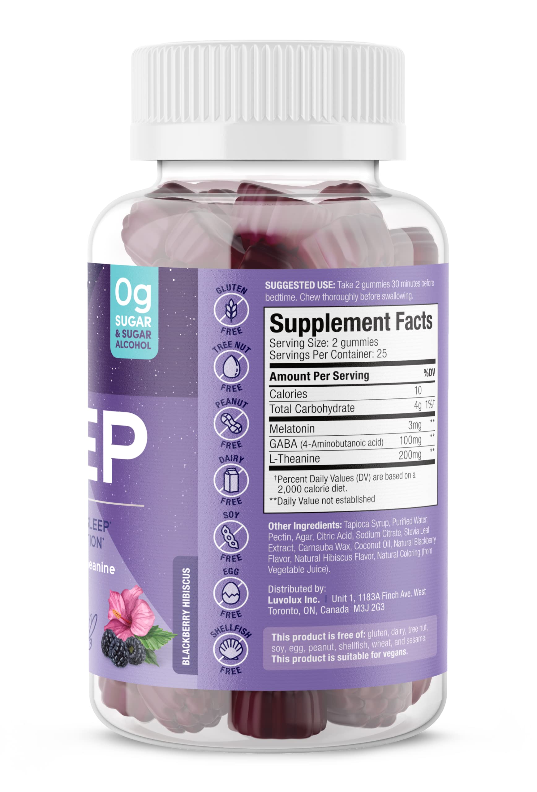 SUKU Restful Sleep Gummies blackberry-hibiscus flavor for nighttime relaxation.