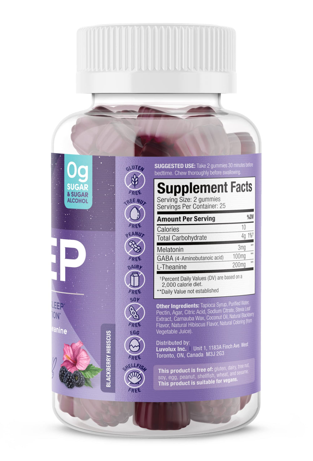SUKU Restful Sleep Gummies blackberry-hibiscus flavor for nighttime relaxation.
