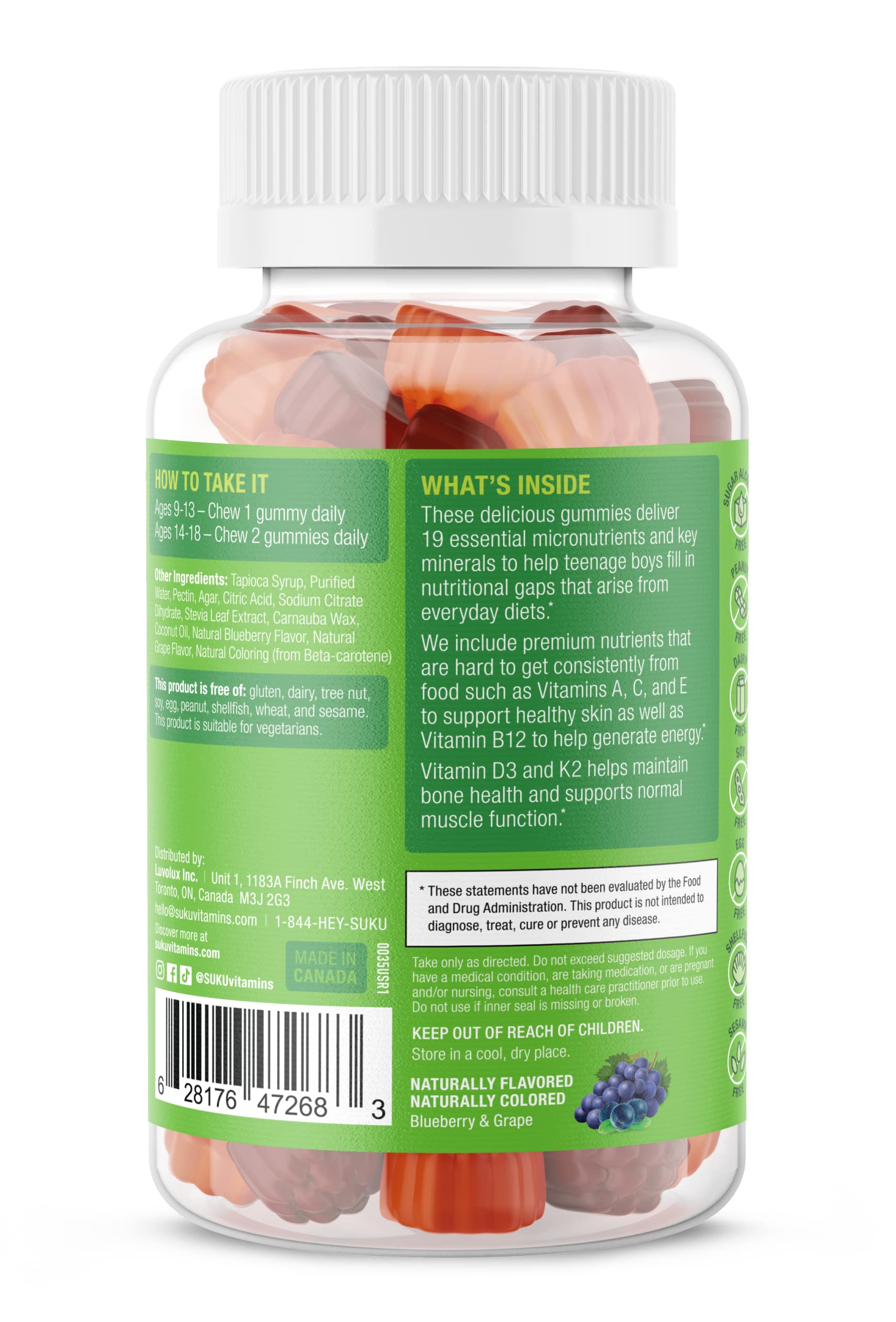 SUKU Teen Boy gummies grape flavor close-up highlight chewable form
