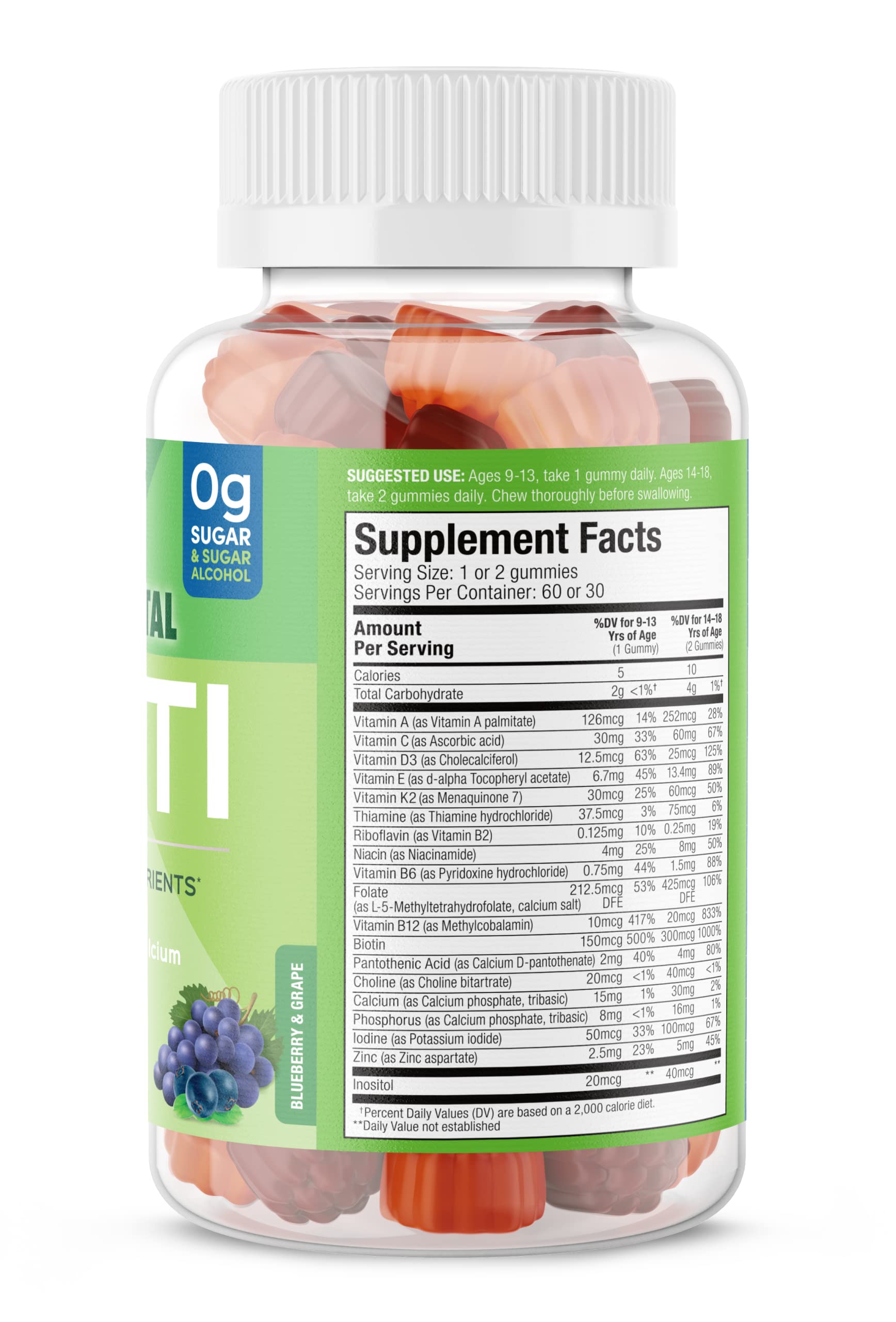 SUKU Teen Boy Gummies pour showing serving texture and grape flavor appeal