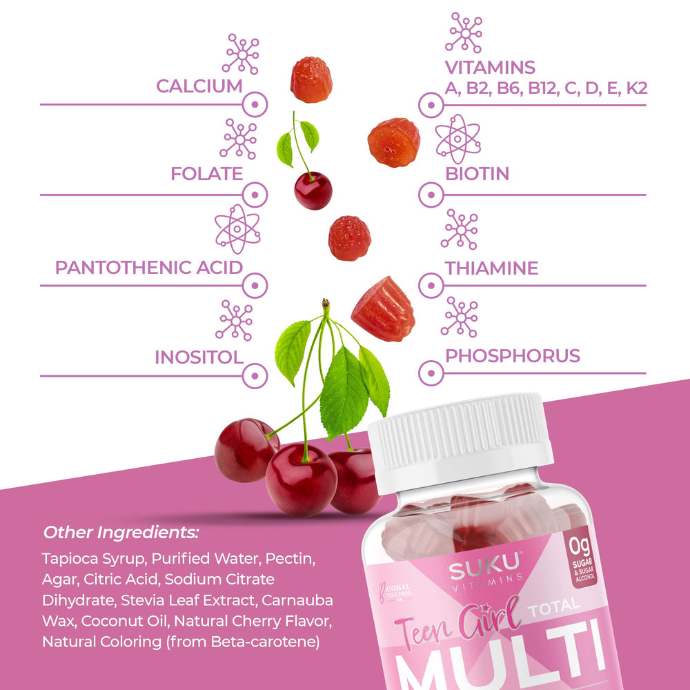 SUKU Teen Girl cherry-flavored serving suggests a tasty daily routine.