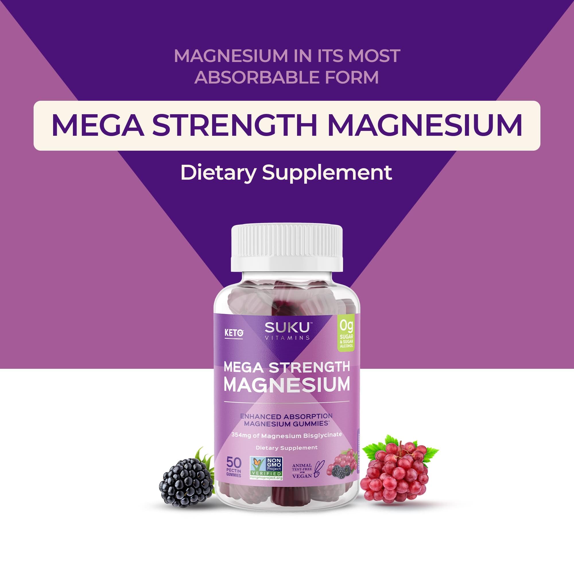 Vibrant grape blackberry flavor on SUKU magnesium gummies