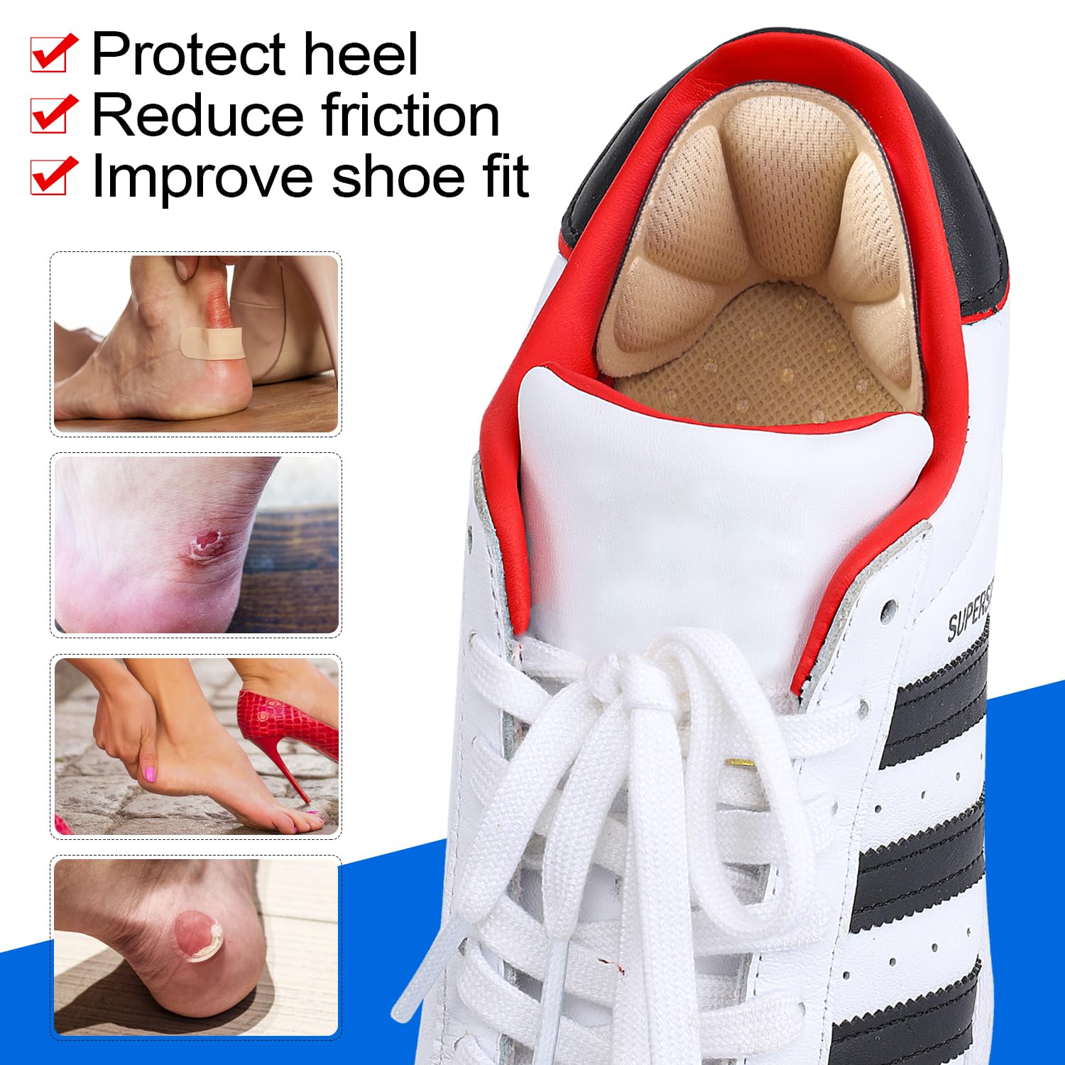 SUMBLIME almohadillas de talón para botas grandes, reducen deslizamientos y aumentan confort.