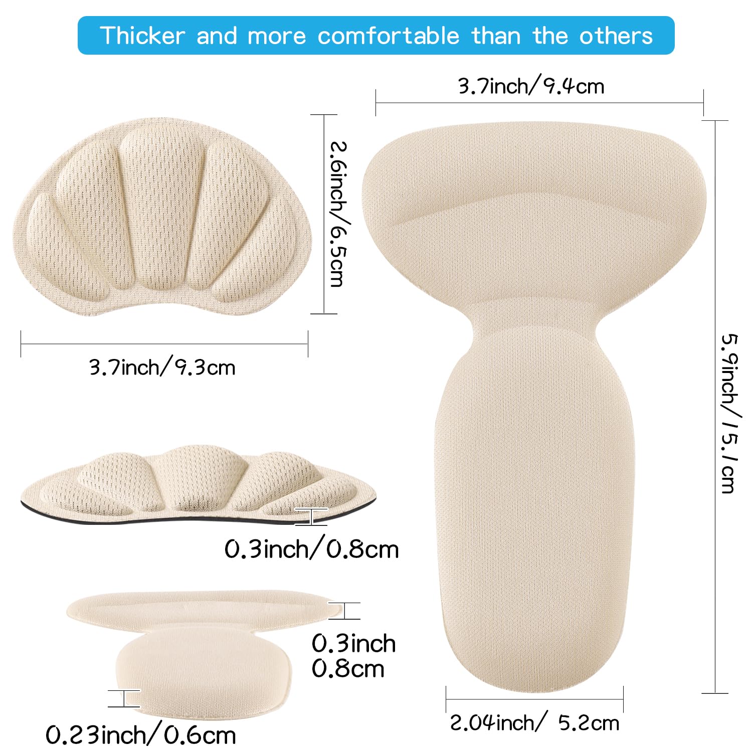 SUMBLIME almohadillas de talón adhesivas para uso práctico en diversos zapatos.
