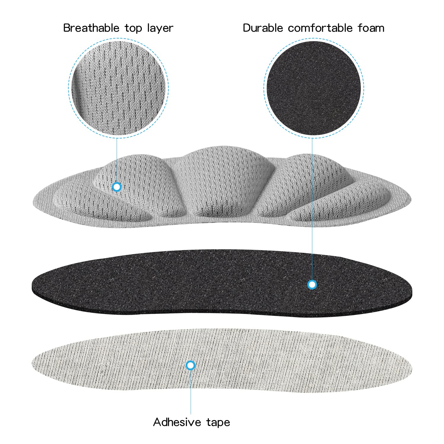 SUMBLIME loose shoe cushion inserts; compatible with boots, heels, and leather shoes