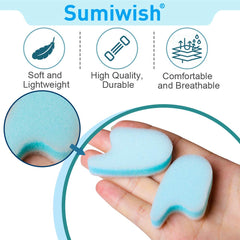 Sumiwish toe spacers closeup, soft porous foam promotes breathability and moisture control