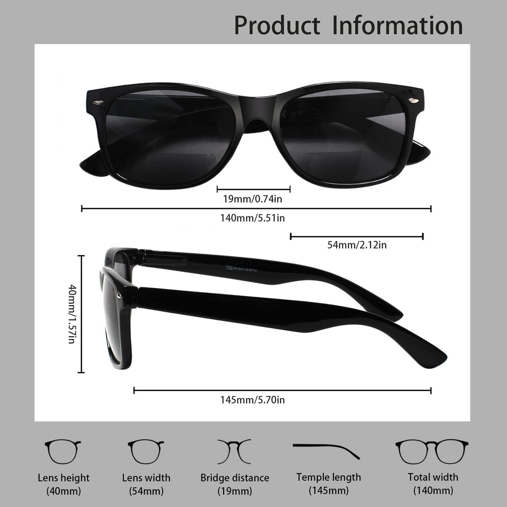 Sumkyle bifocal sunglasses with spring hinges for a secure, flexible fit.