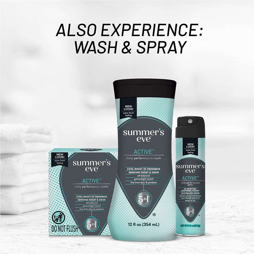 Summer's Eve Active Daily Performance Wipes with a clean, fresh scent for daily use
