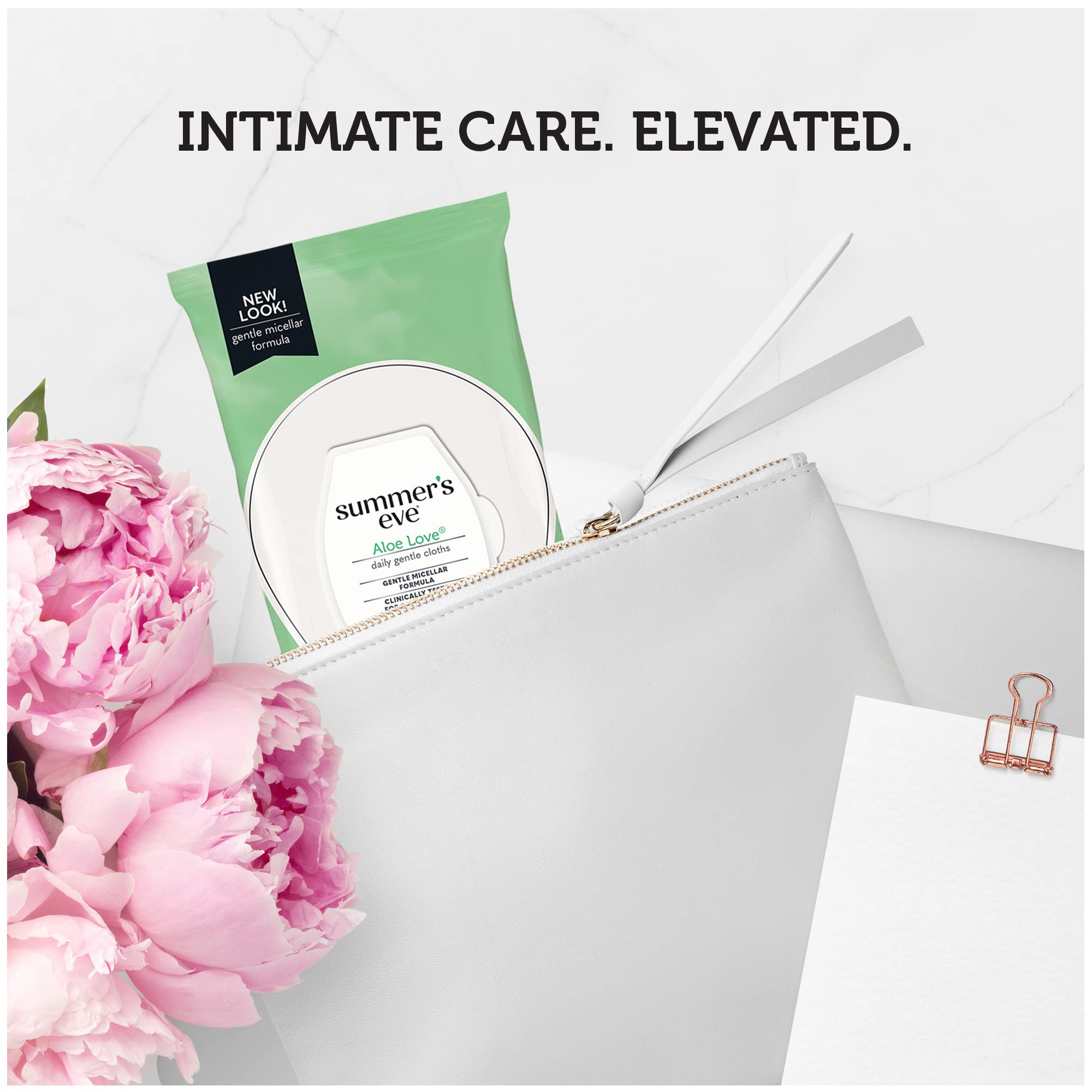 Summer's Eve Aloe Love micellar-water formula close-up demonstrating gentle cleansing.