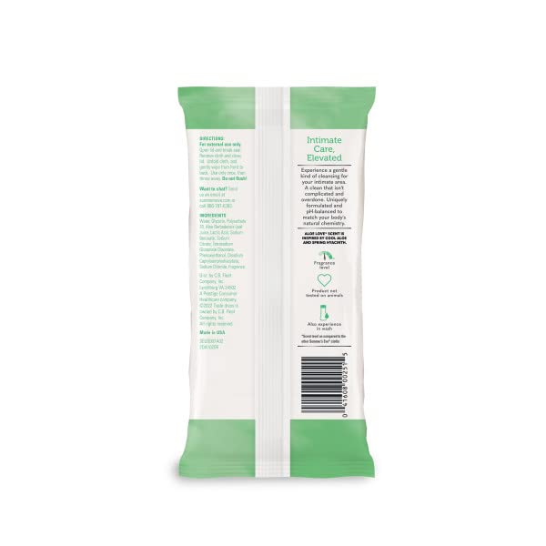 Summer’s Eve Aloe Love packaging detail; 32-count triple pack