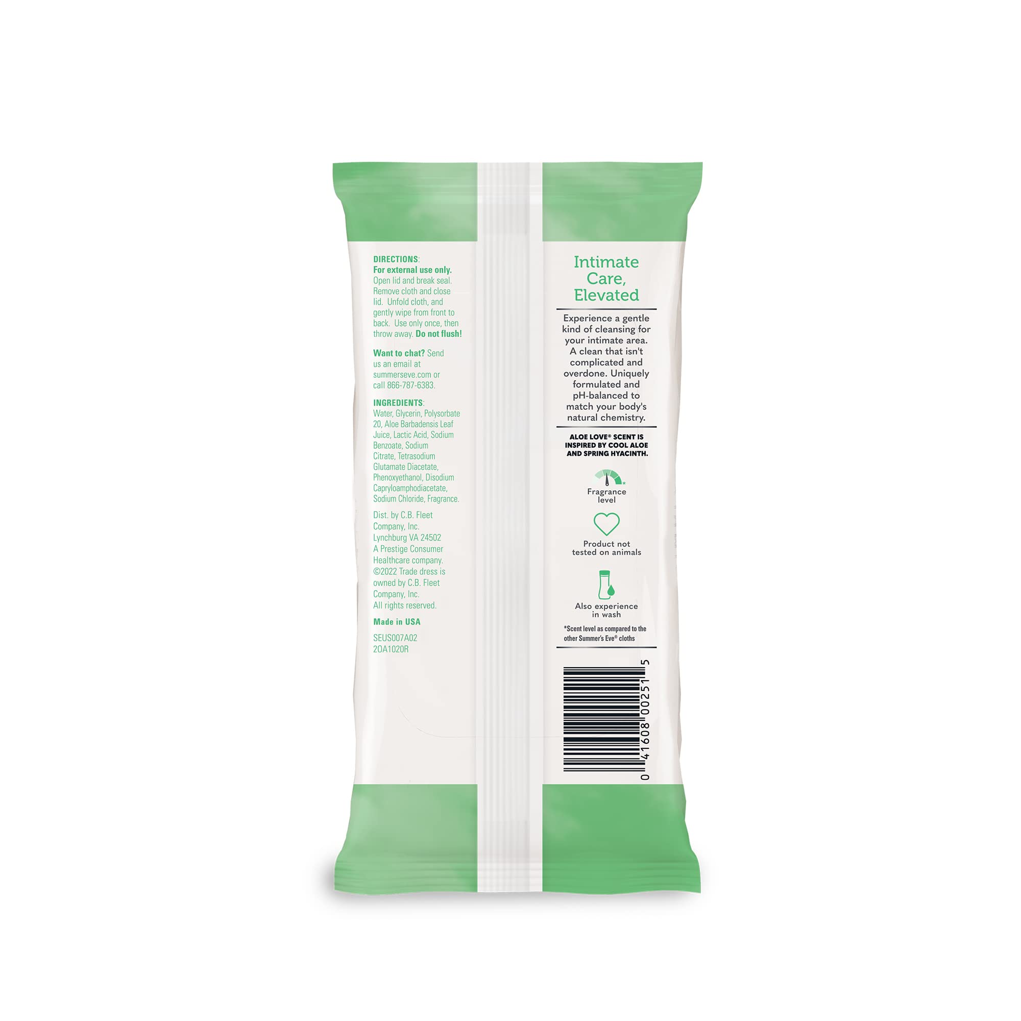 Summer's Eve Aloe Love scent evokes aloe and spring freshness.