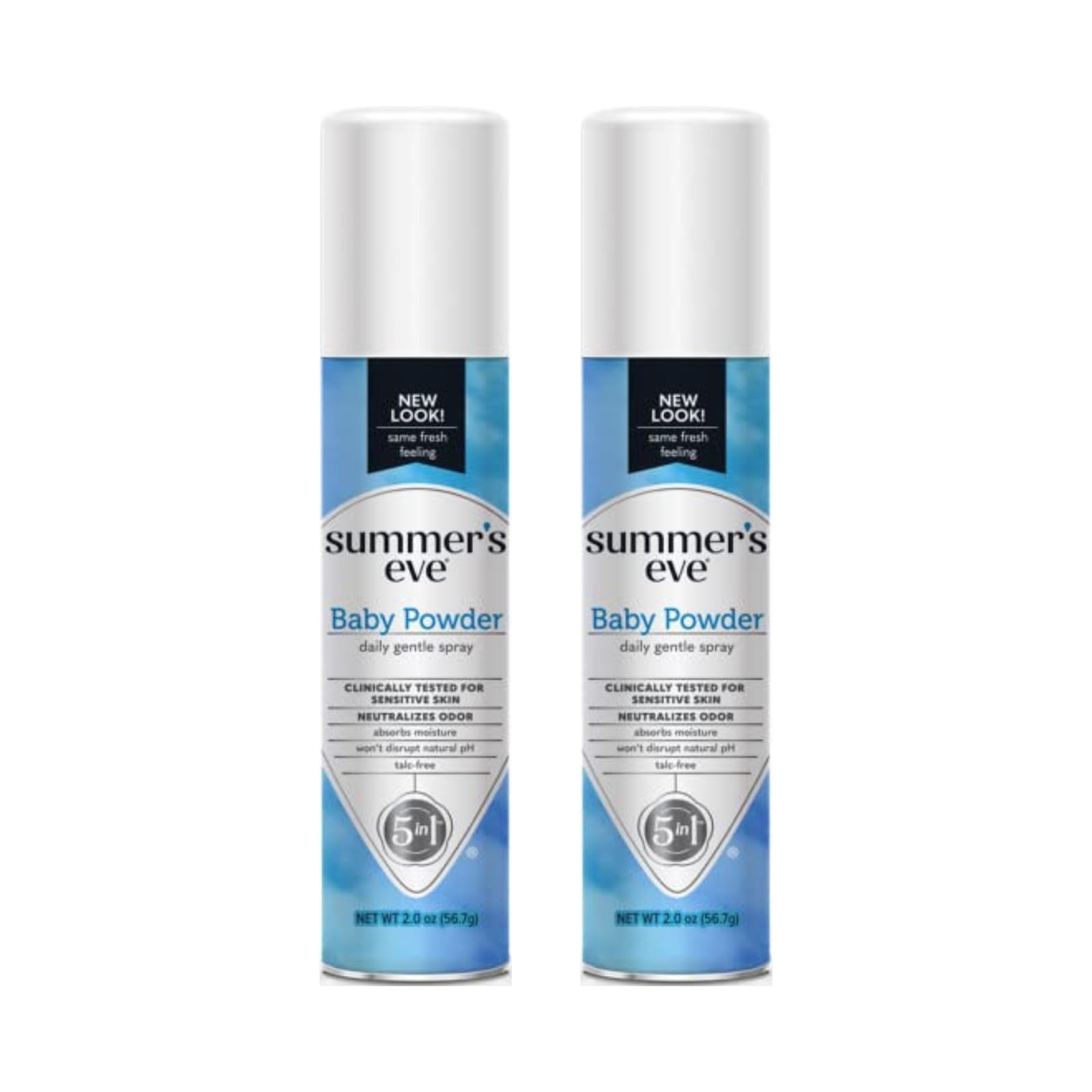 Summer's Eve Baby Powder Fresh Deodorant Spray bottle for daily freshness.
