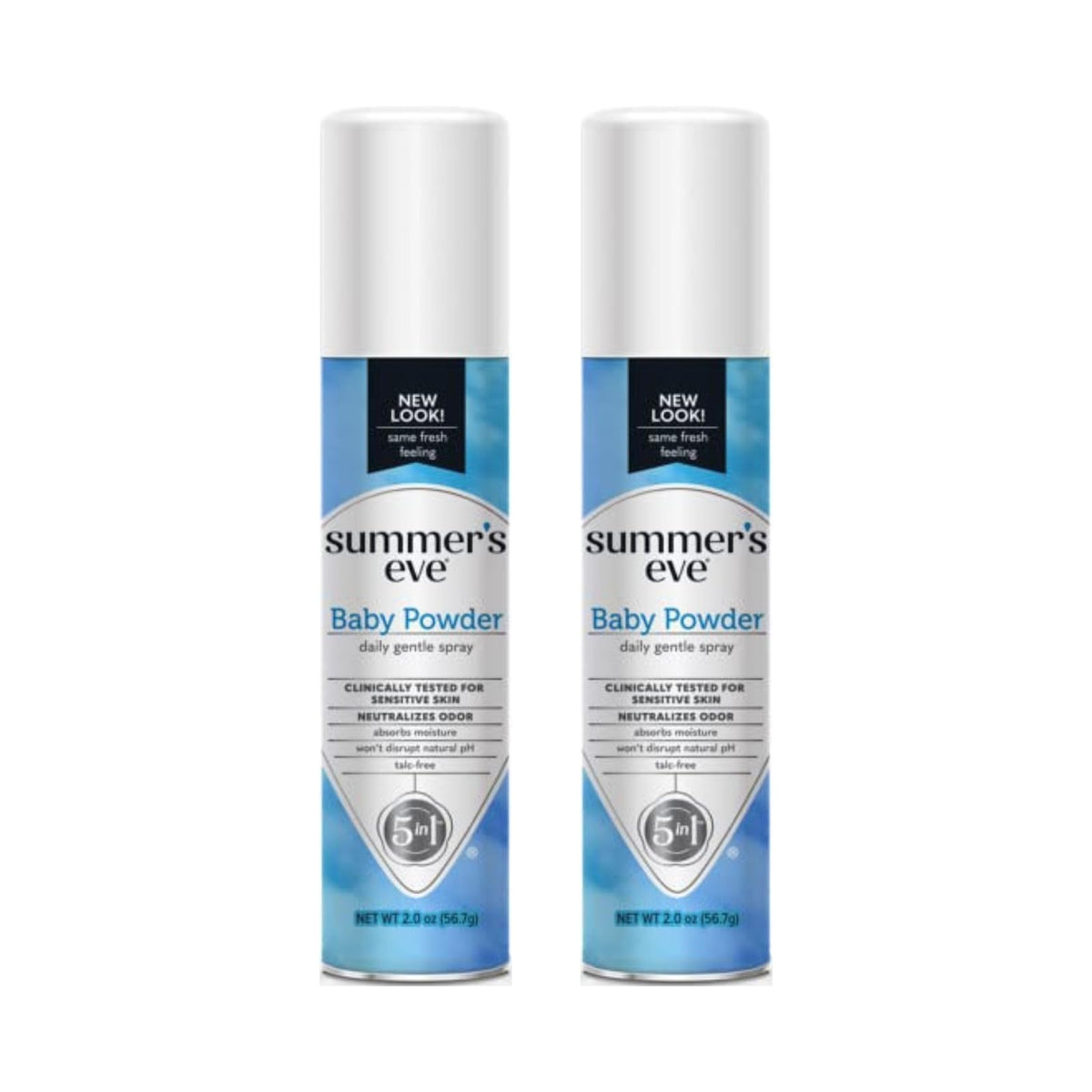 Summer's Eve Baby Powder Fresh Deodorant Spray bottle for daily freshness.