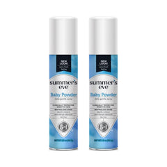 Summer's Eve Baby Powder Fresh Deodorant Spray bottle for daily freshness.