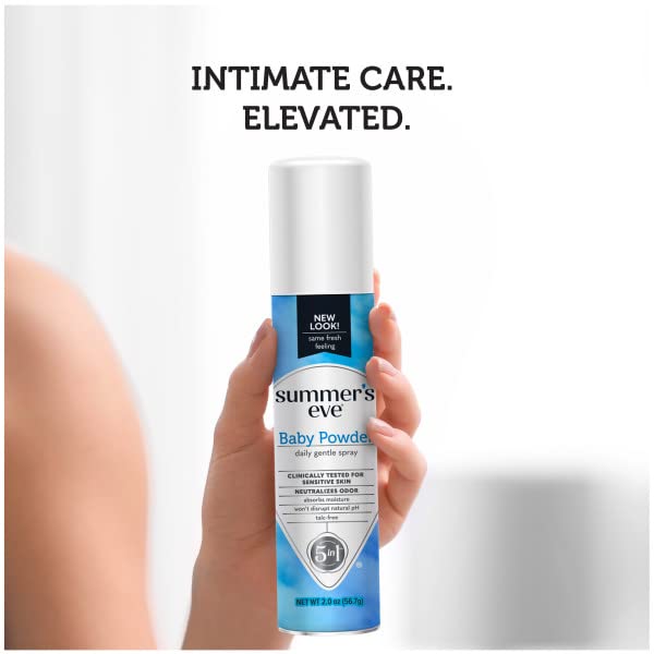Label detail shows talc-free formula and pH-balanced care.