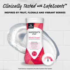 Summer's Eve Blissful Escape lather closeup shows gentle cleansing texture.