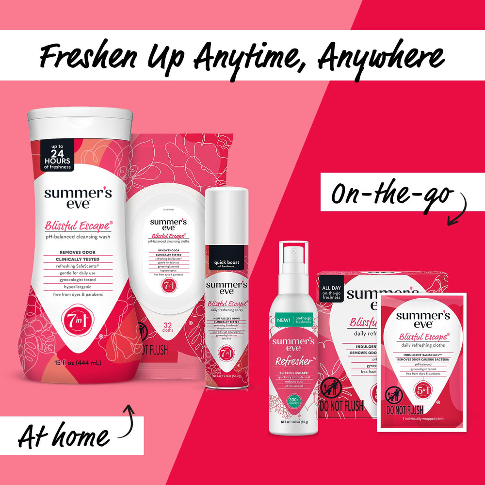 Summer's Eve Blissful Escape on-shelf display for convenient daily use.