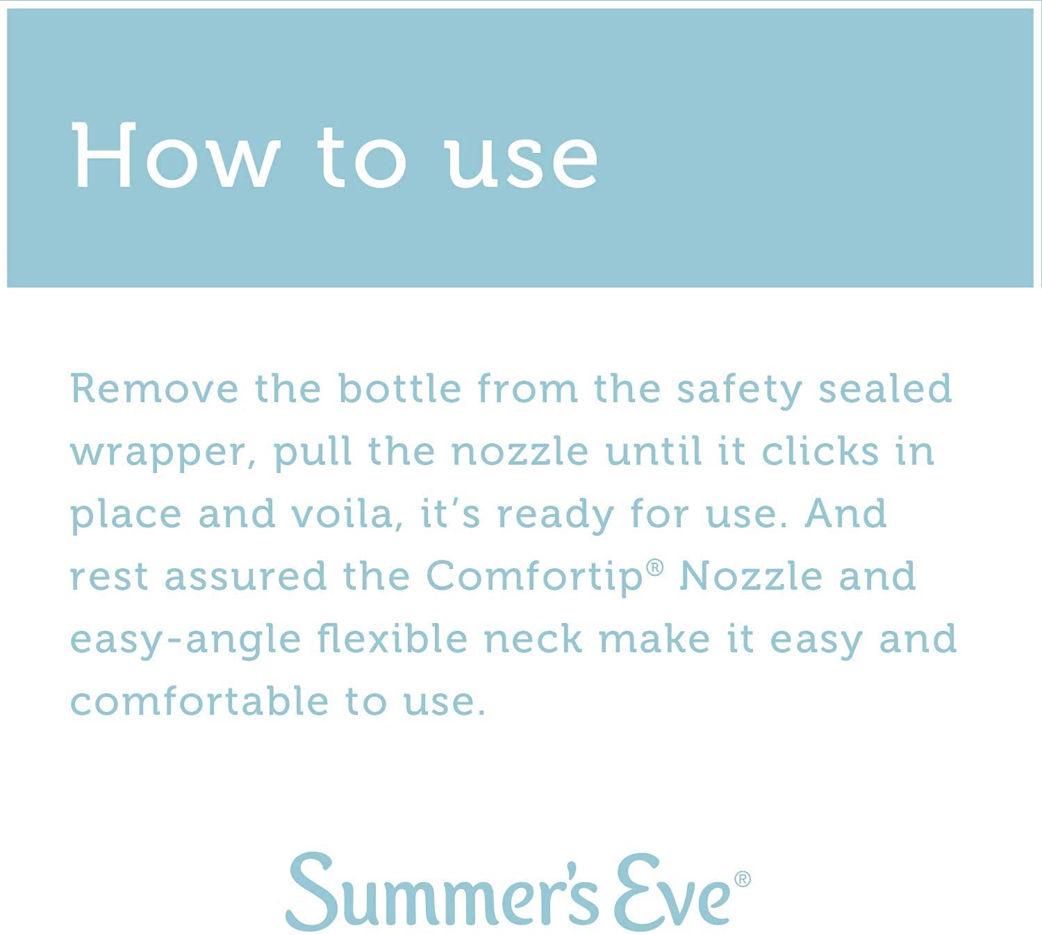 Summer's Eve Comfortip nozzle closeup emphasizes easy application