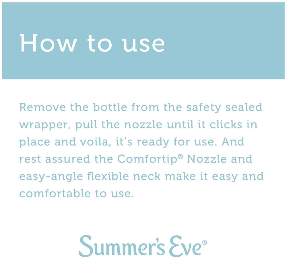 Summer's Eve Comfortip nozzle closeup emphasizes easy application