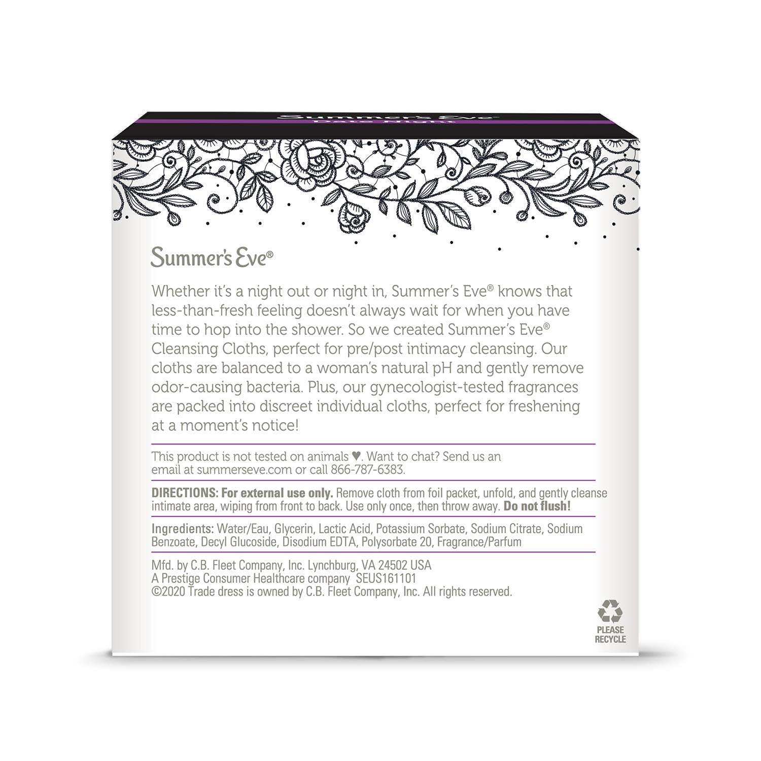 Summer's Eve Date Night cleansing cloths discreetly wrapped for on-the-go freshness.