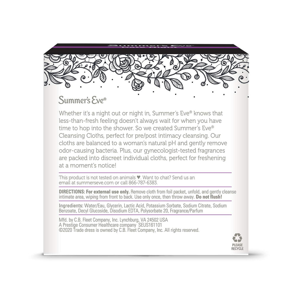 Summer's Eve Date Night cleansing cloths discreetly wrapped for on-the-go freshness.