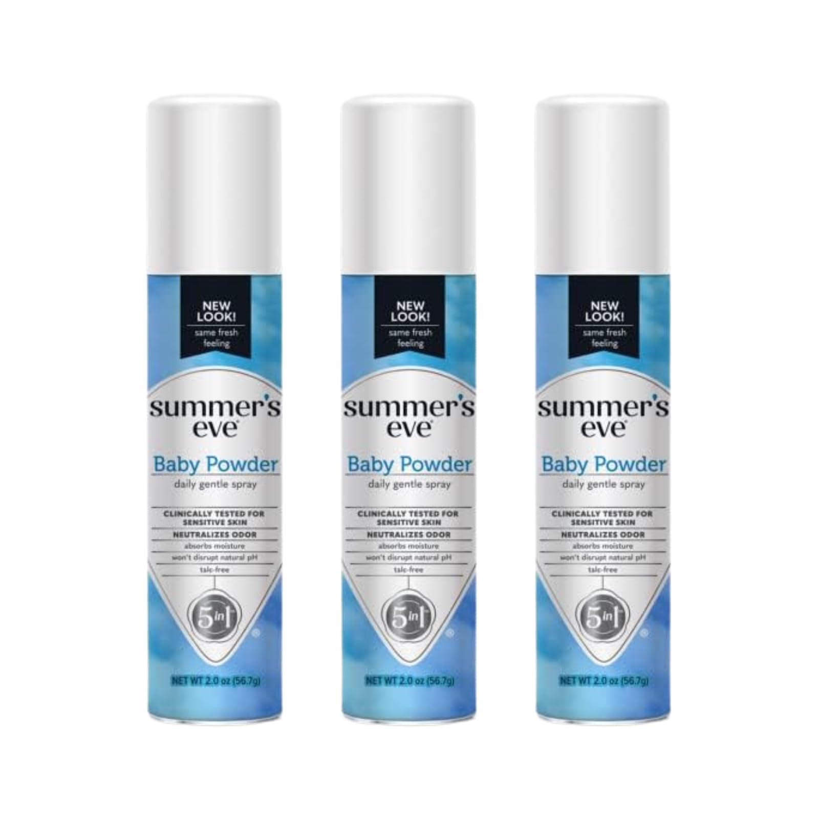 Summer's Eve Freshening Spray baby powder bottle for daily freshness.