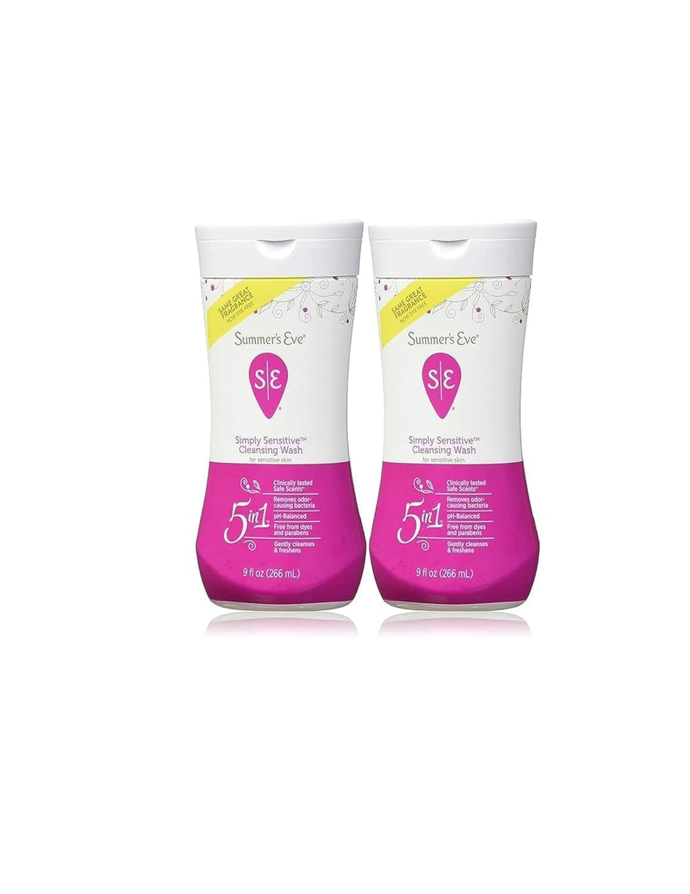 Summer's Eve Island Splash bottle on bathroom shelf for daily refreshing cleanse.