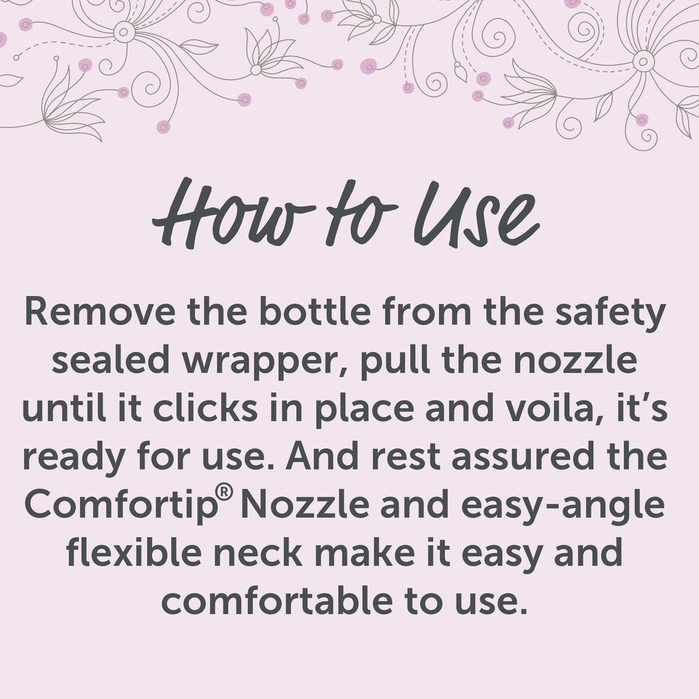 Summer's Eve Comfortip nozzle enables easy and comfortable insertion.