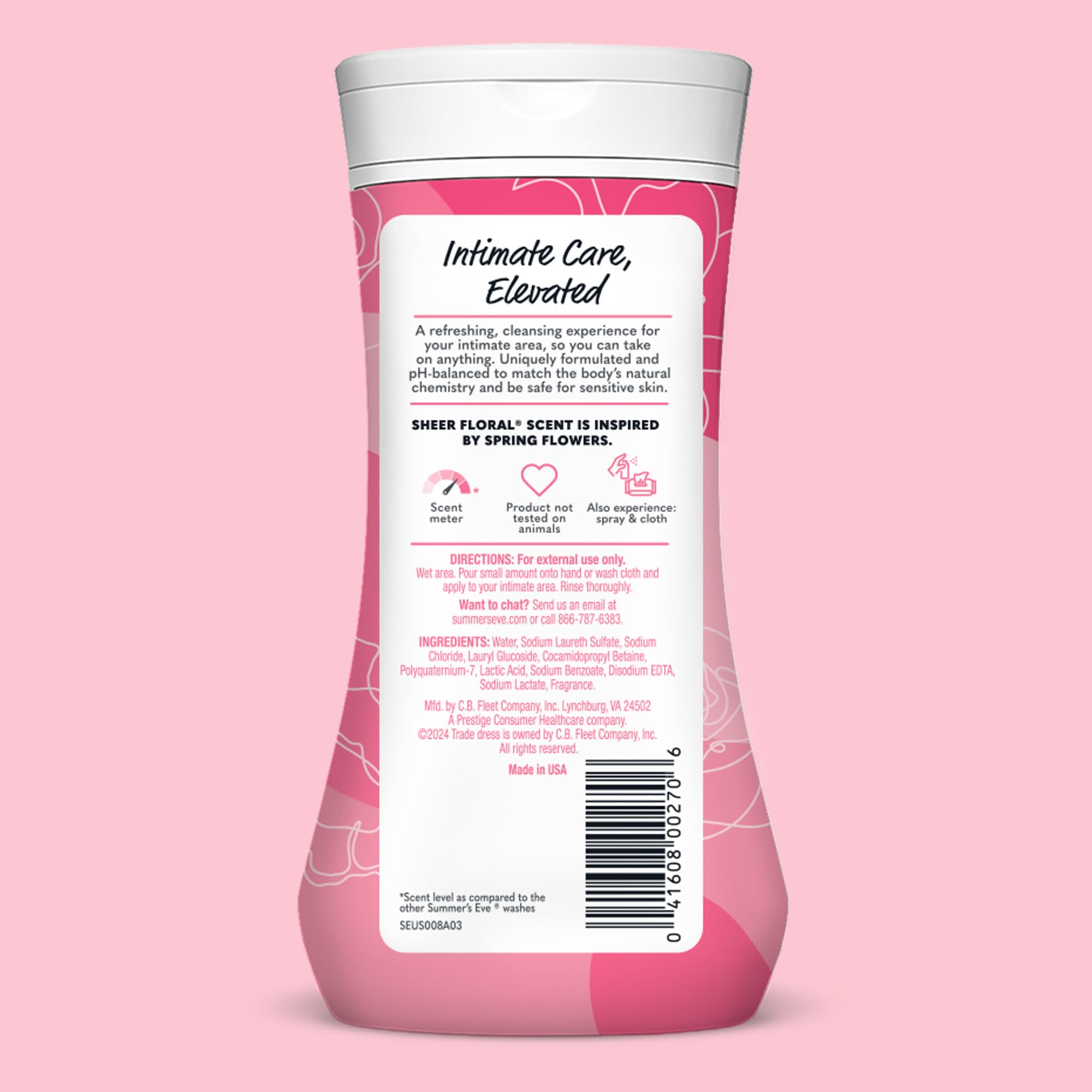 pH balanced formula from Summer's Eve Sheer Floral wash for delicate skin