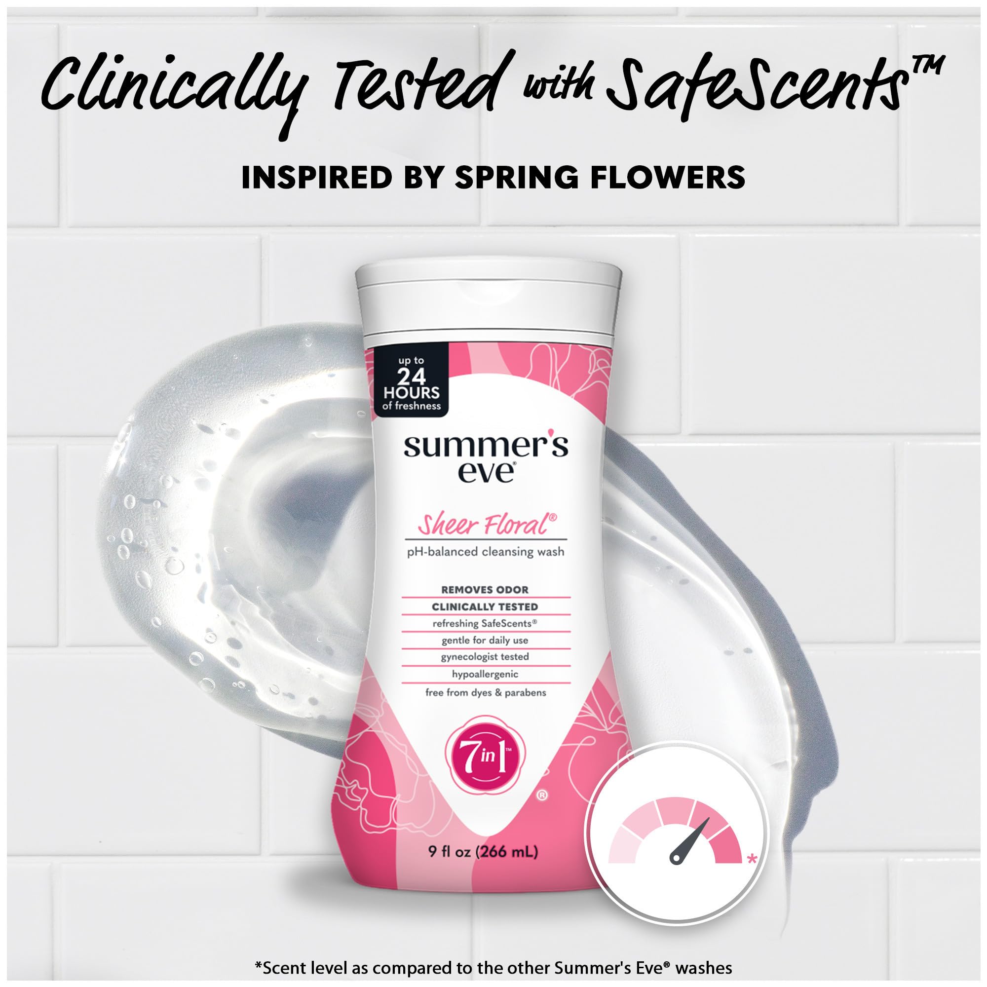 Twelve bottle pack of Summer's Eve Sheer Floral wash for ongoing care