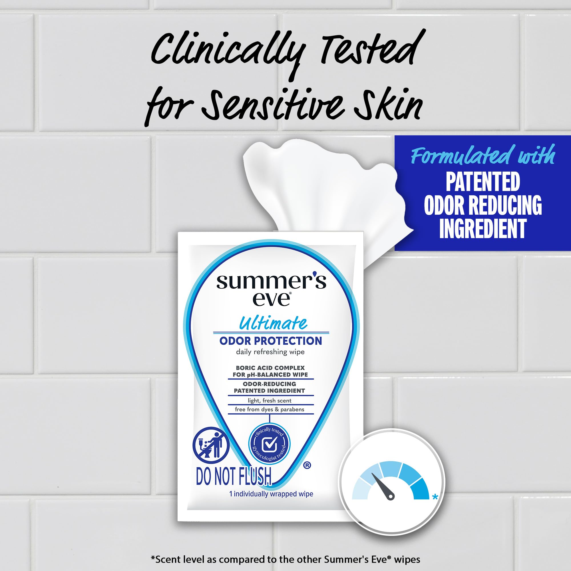 Wipe used after workout for a refreshing, odor-control cleanse.